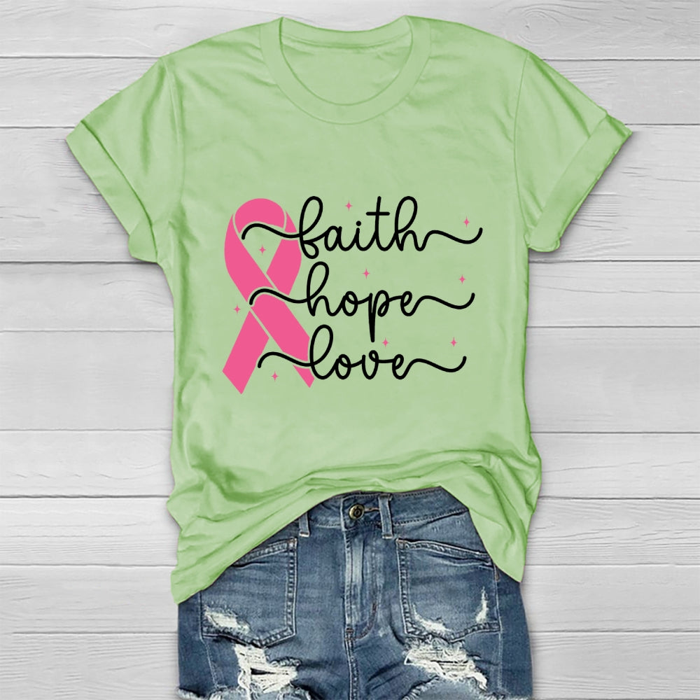 Faith Hope Love Breast Cancer Awareness Healthwear T-shirt