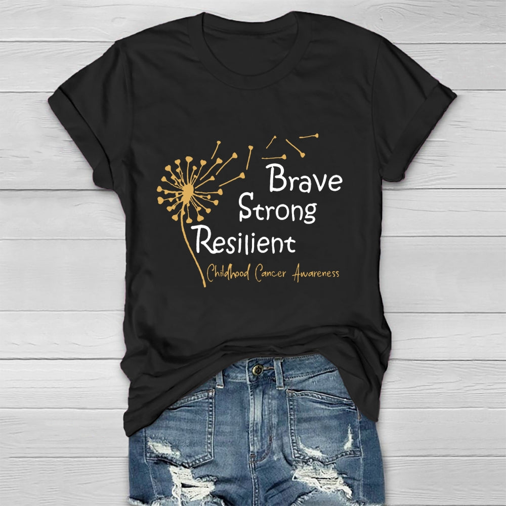 Brave Strong Resilient Childhood Cancer Awareness Healthwear T-shirt