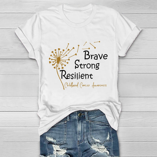 Brave Strong Resilient Childhood Cancer Awareness Healthwear T-shirt