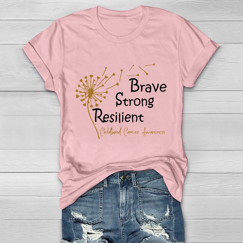 Brave Strong Resilient Childhood Cancer Awareness Healthwear T-shirt