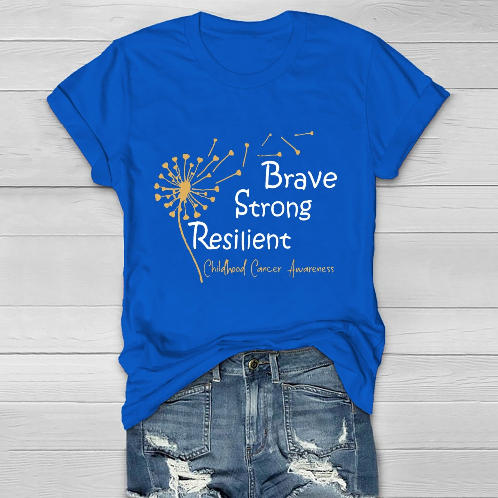 Brave Strong Resilient Childhood Cancer Awareness Healthwear T-shirt