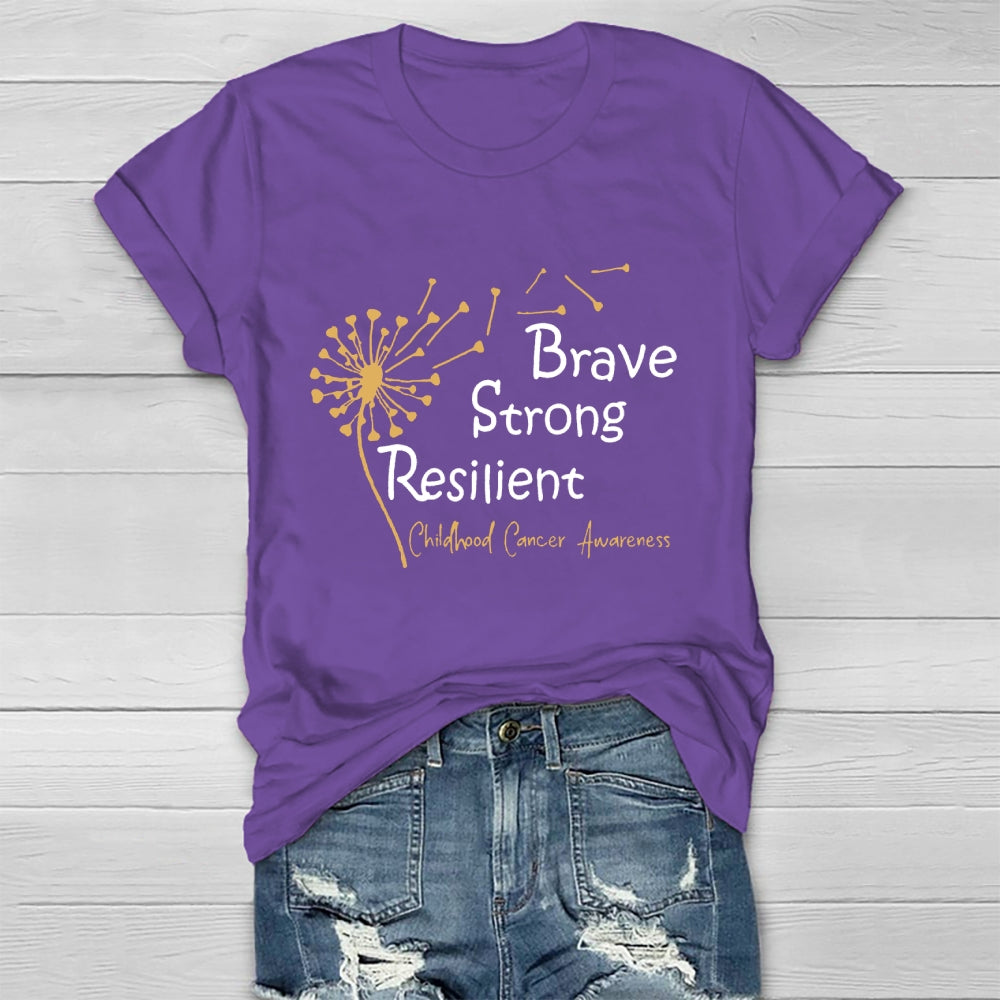 Brave Strong Resilient Childhood Cancer Awareness Healthwear T-shirt