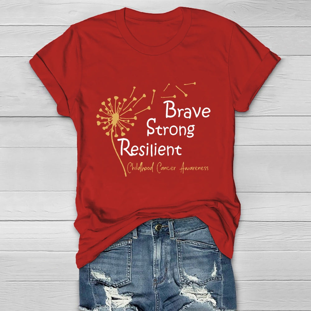 Brave Strong Resilient Childhood Cancer Awareness Healthwear T-shirt