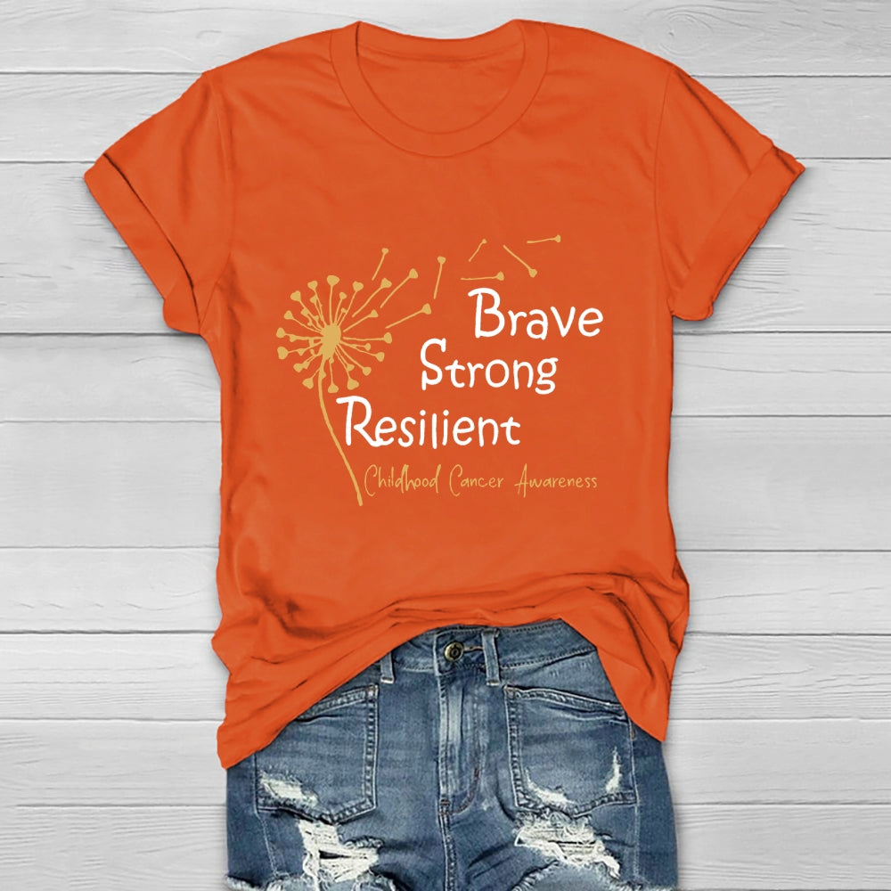 Brave Strong Resilient Childhood Cancer Awareness Healthwear T-shirt
