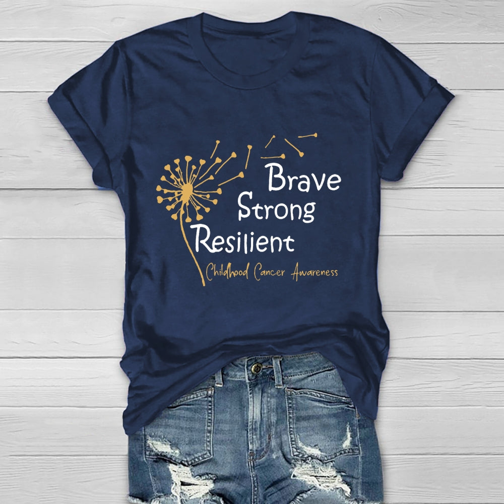 Brave Strong Resilient Childhood Cancer Awareness Healthwear T-shirt