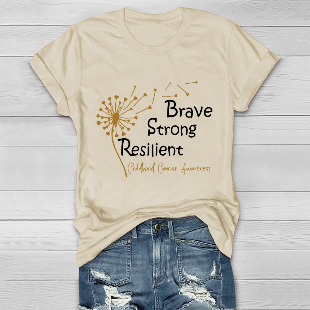 Brave Strong Resilient Childhood Cancer Awareness Healthwear T-shirt