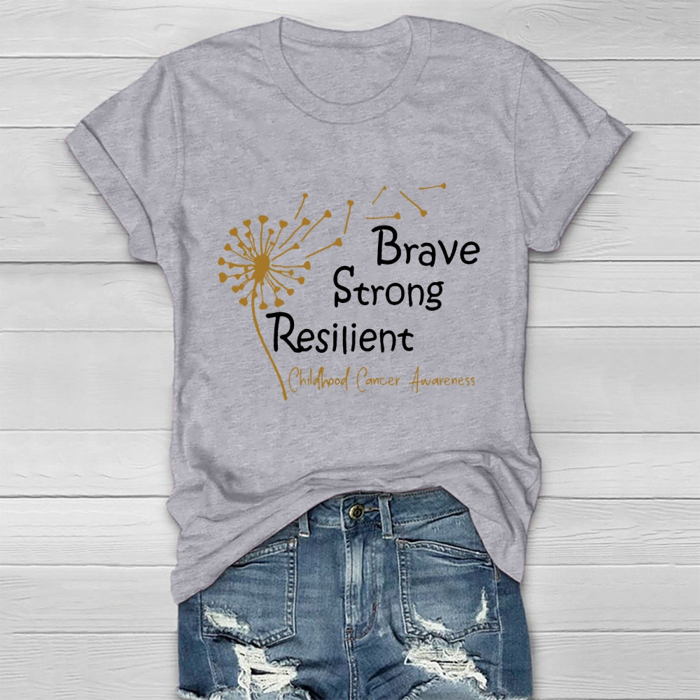 Brave Strong Resilient Childhood Cancer Awareness Healthwear T-shirt
