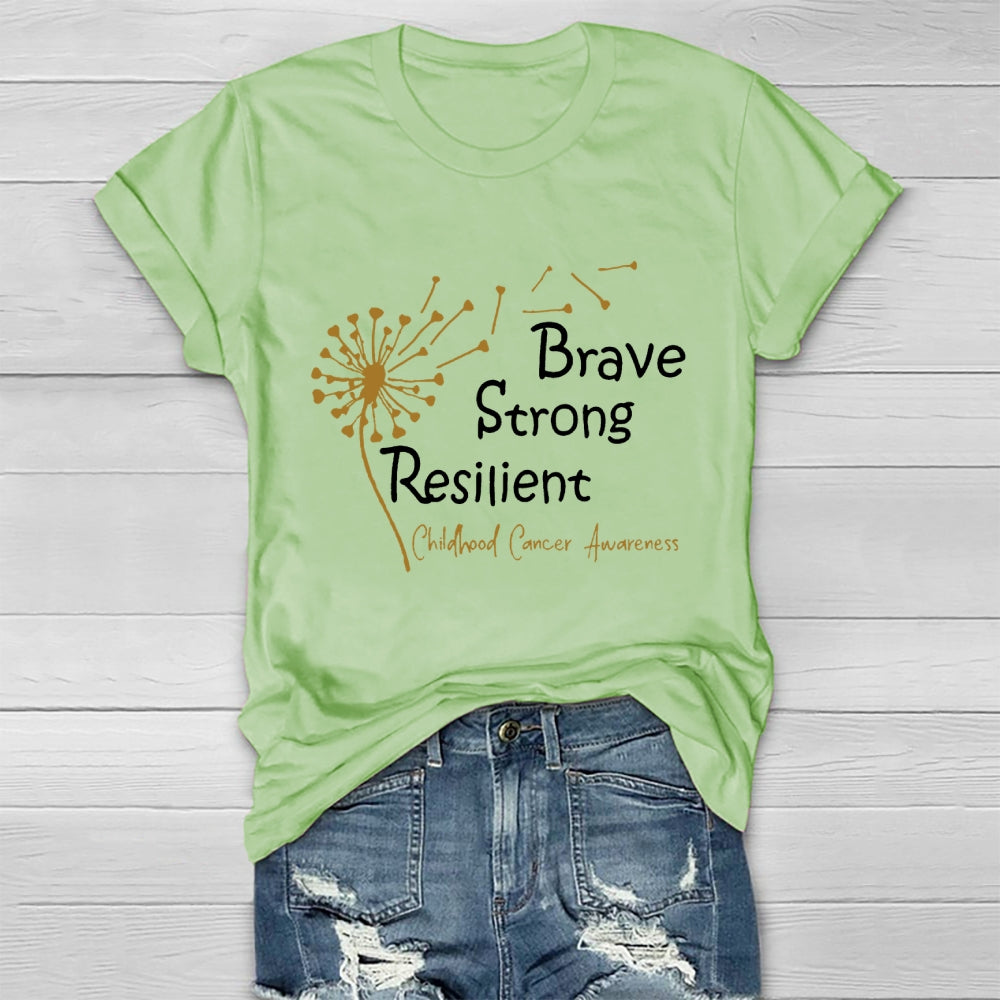 Brave Strong Resilient Childhood Cancer Awareness Healthwear T-shirt