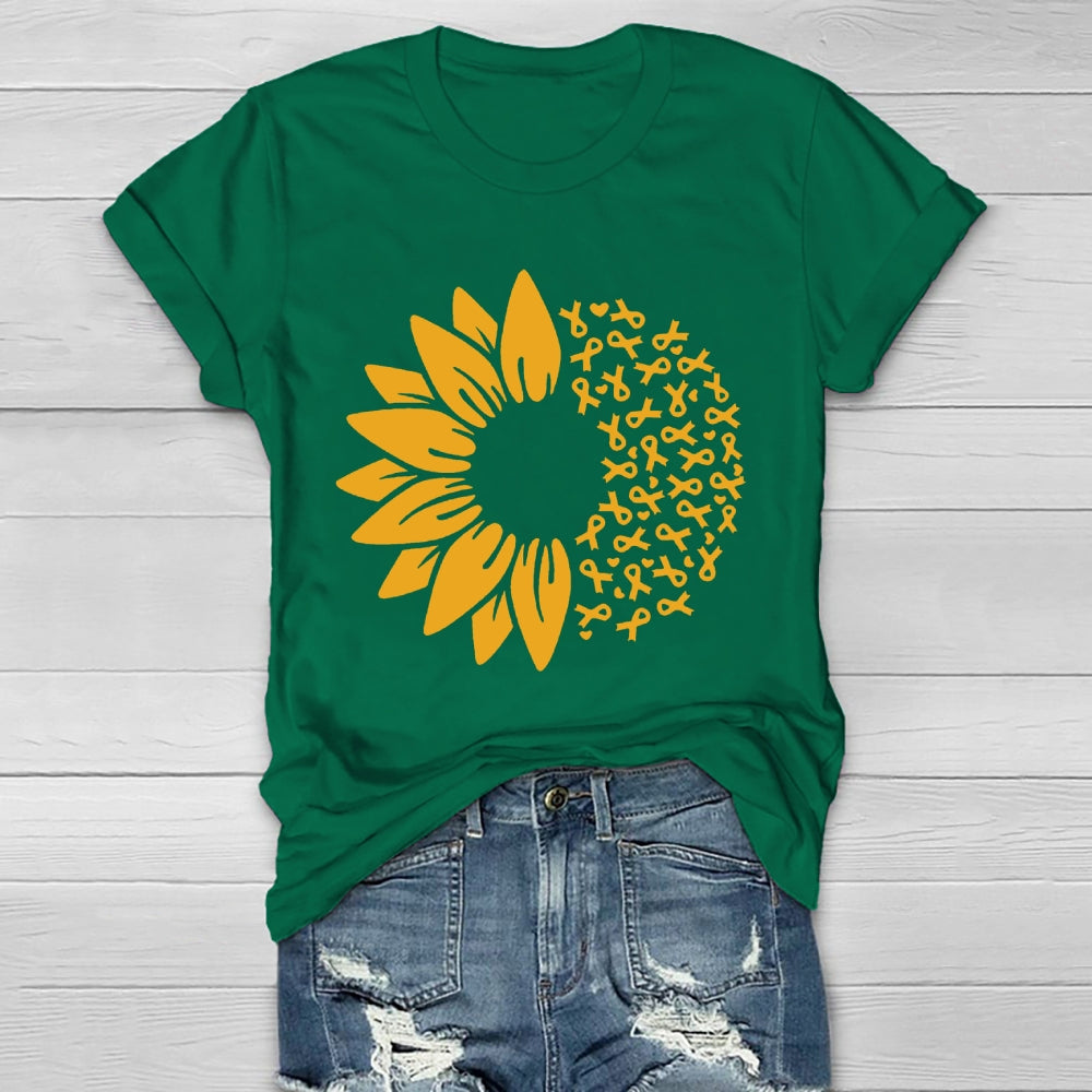 Orange Ribbon Sunflower Healthwear T-shirt
