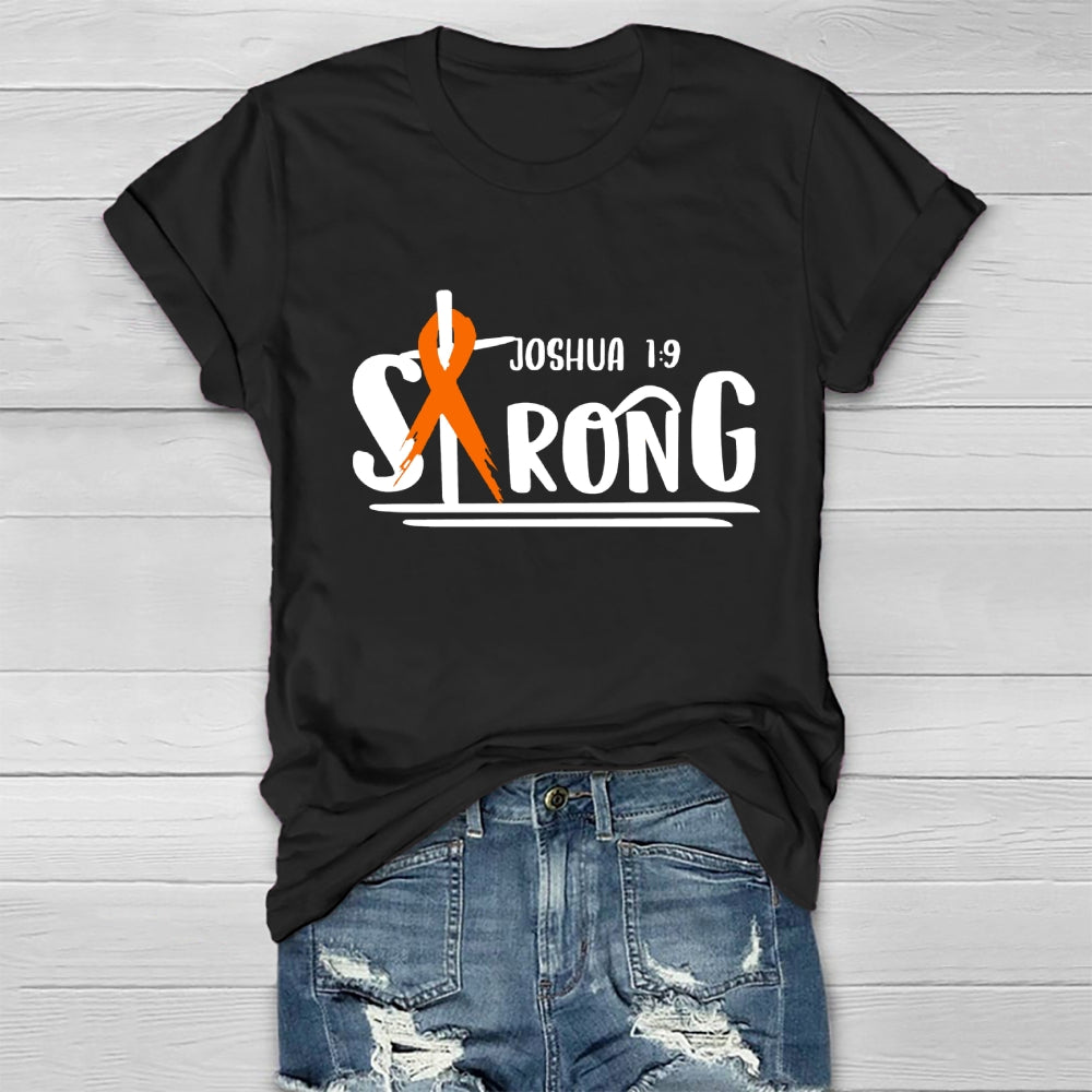 Strong Joshua 1:9 Orange Ribbon Healthwear T-shirt