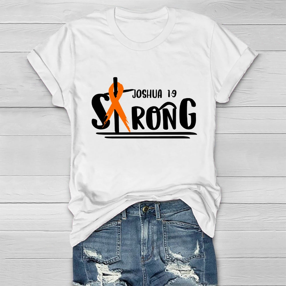Strong Joshua 1:9 Orange Ribbon Healthwear T-shirt