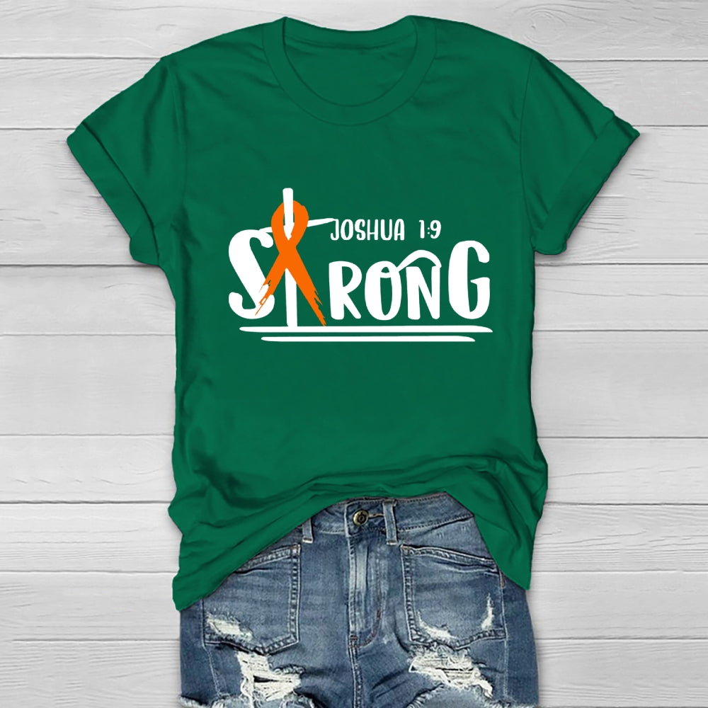 Strong Joshua 1:9 Orange Ribbon Healthwear T-shirt