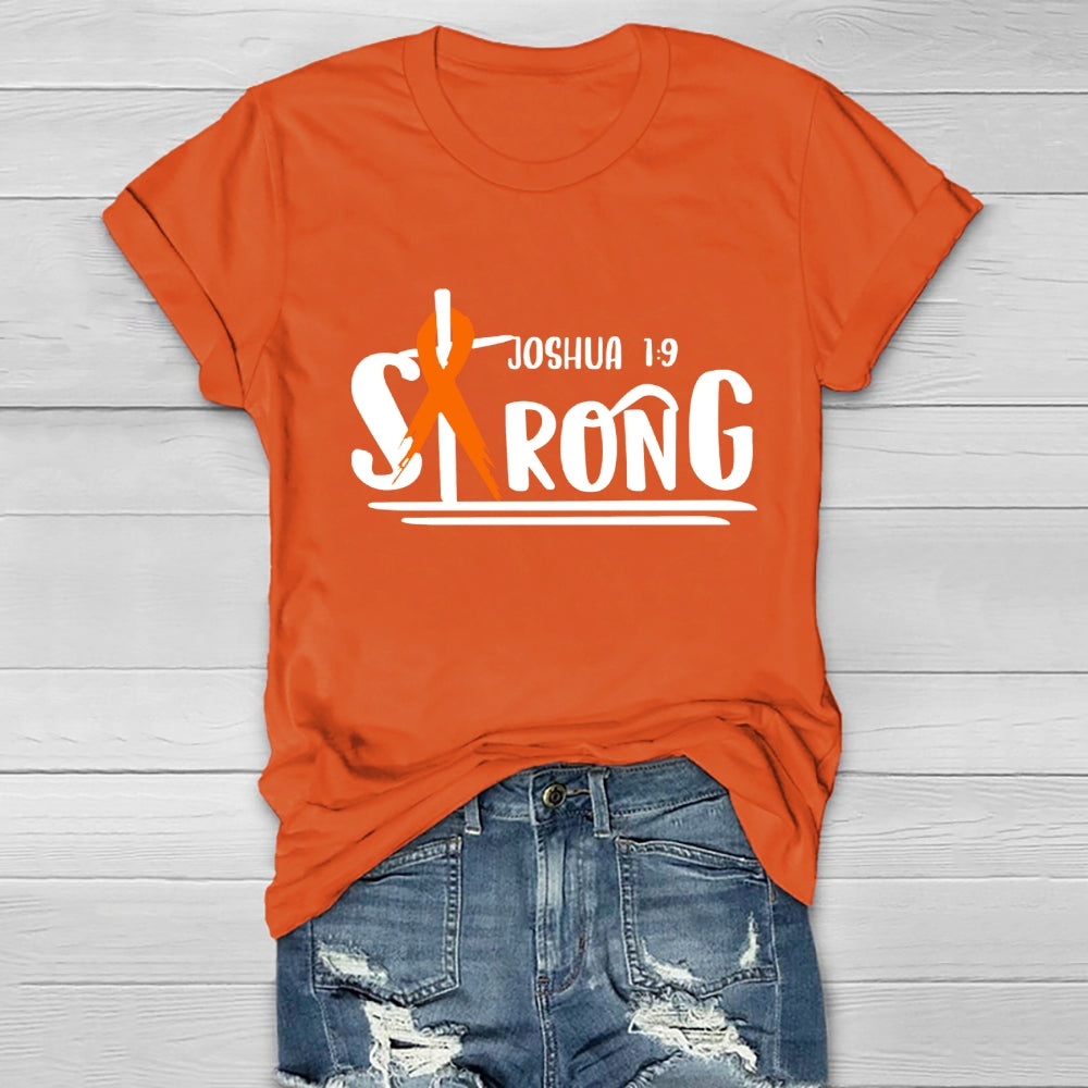 Strong Joshua 1:9 Orange Ribbon Healthwear T-shirt
