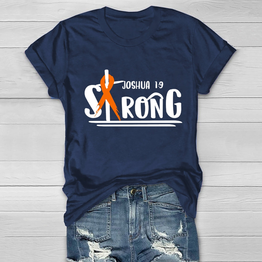 Strong Joshua 1:9 Orange Ribbon Healthwear T-shirt
