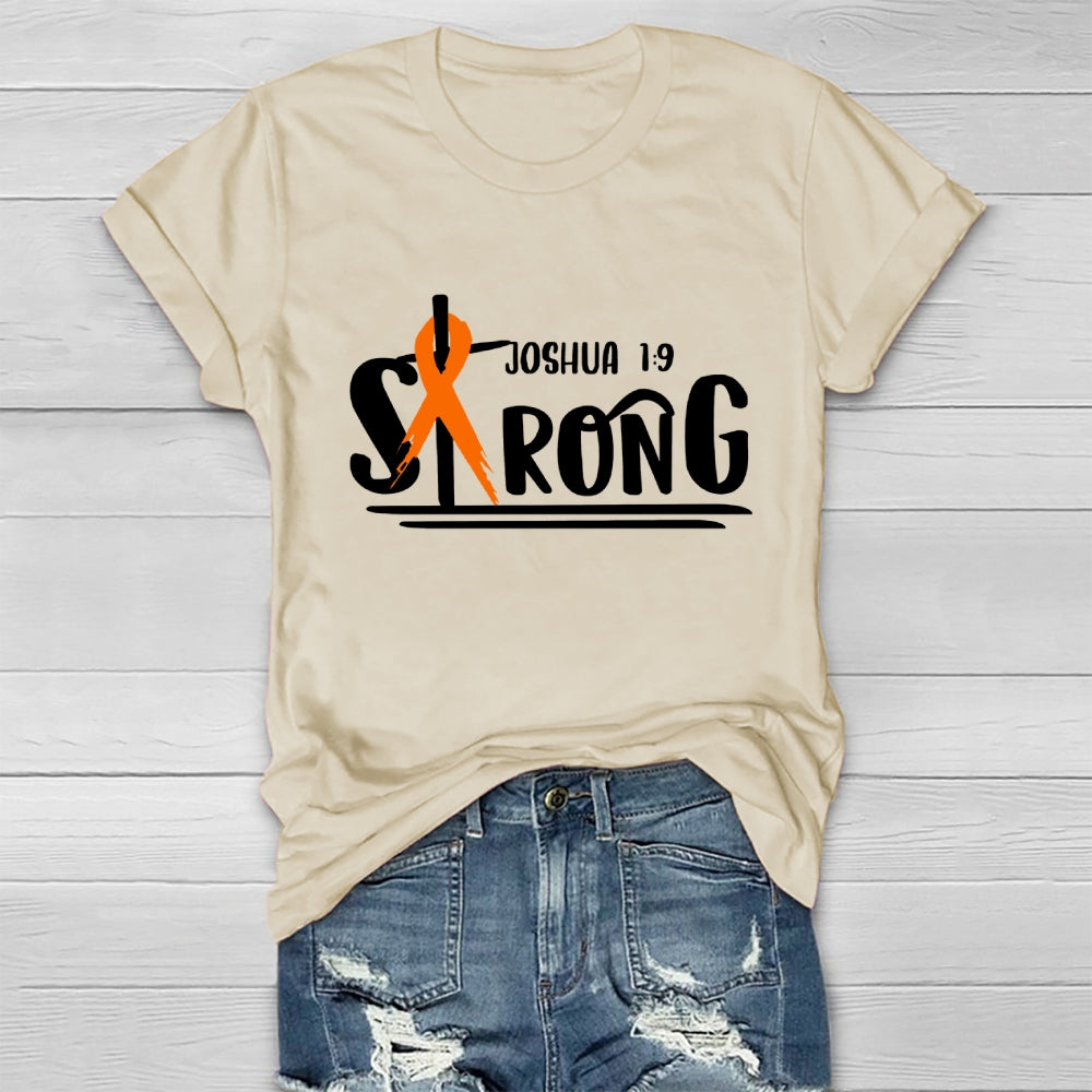 Strong Joshua 1:9 Orange Ribbon Healthwear T-shirt