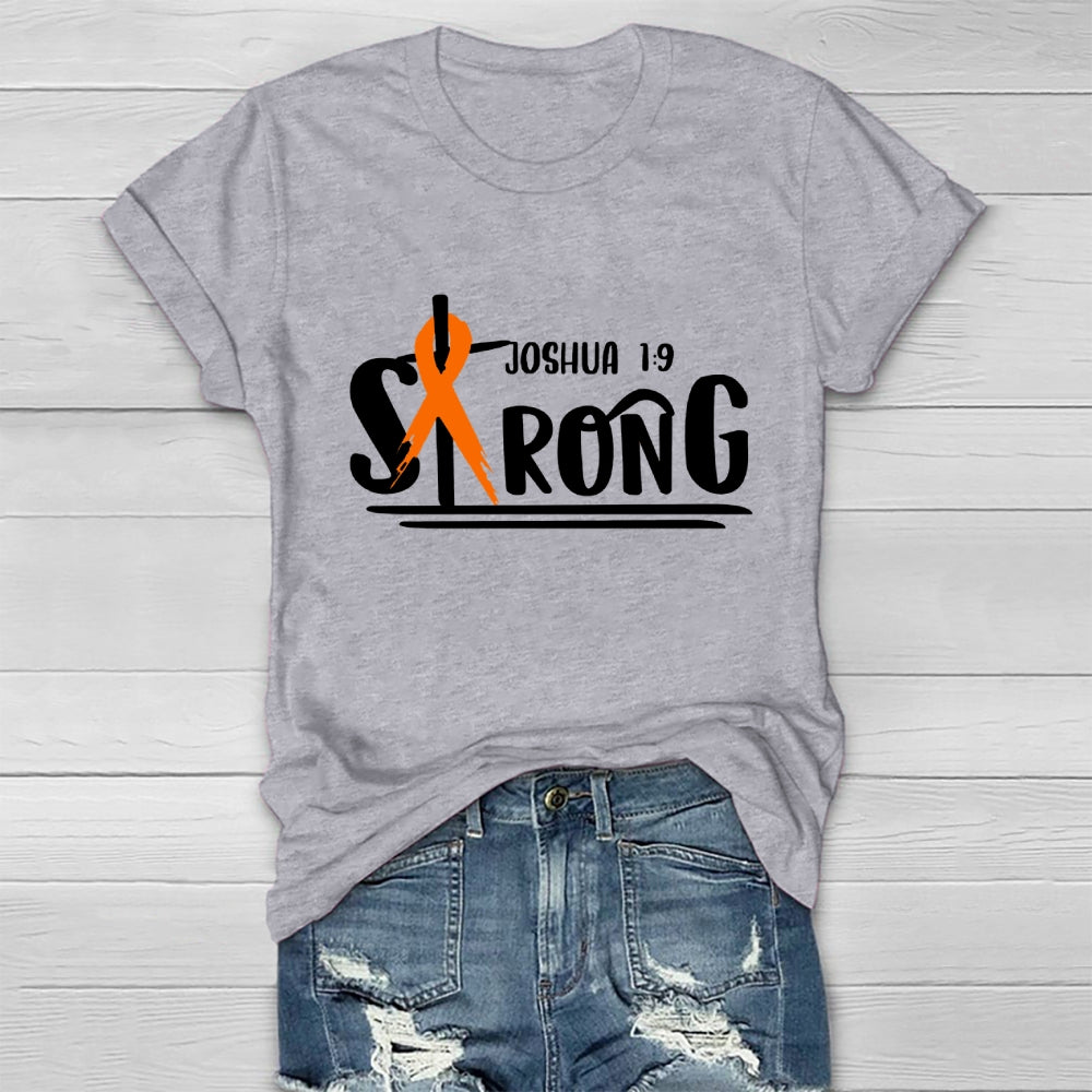 Strong Joshua 1:9 Orange Ribbon Healthwear T-shirt