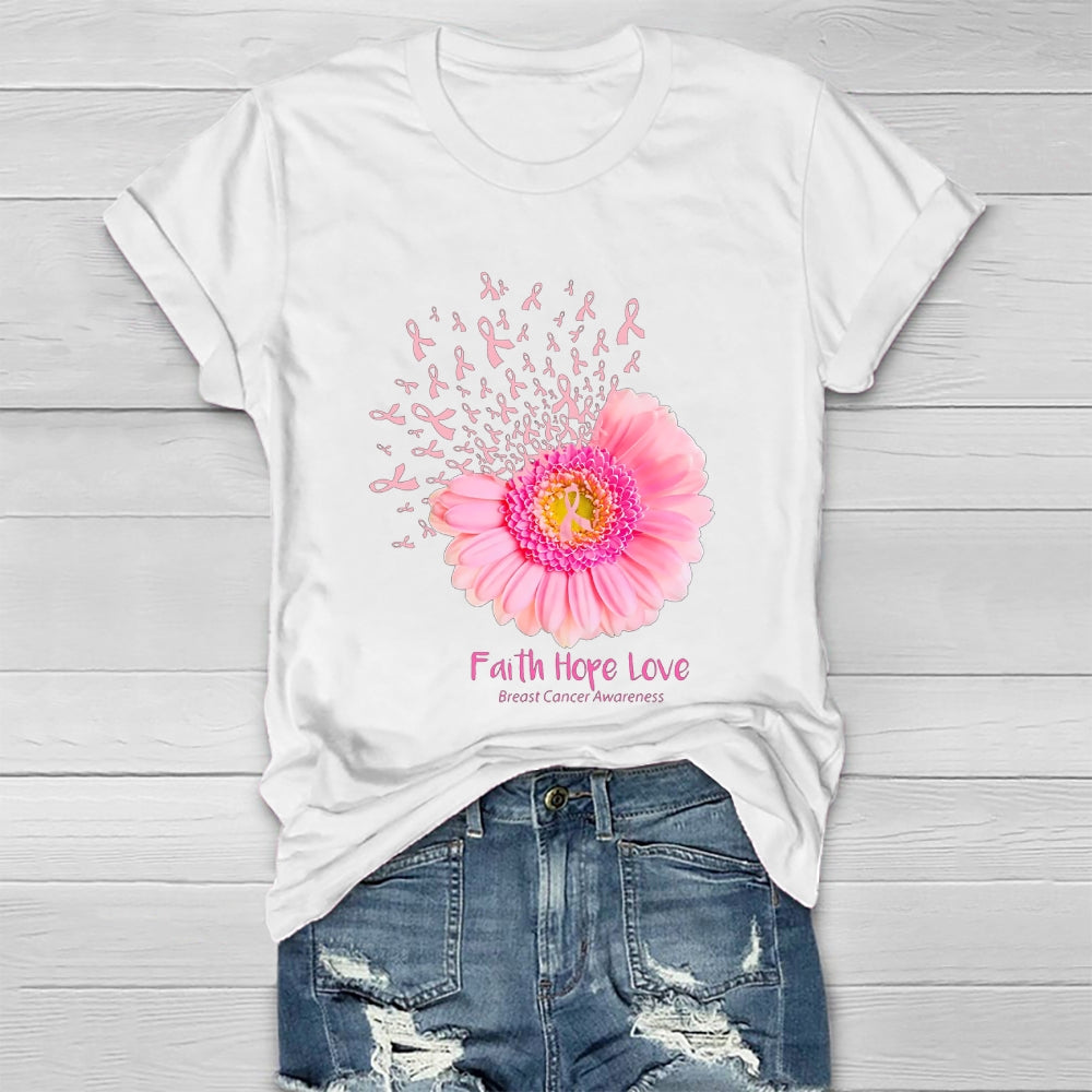 Faith Hope Love Breast Cancer Awareness Sunflower Healthwear T-shirt