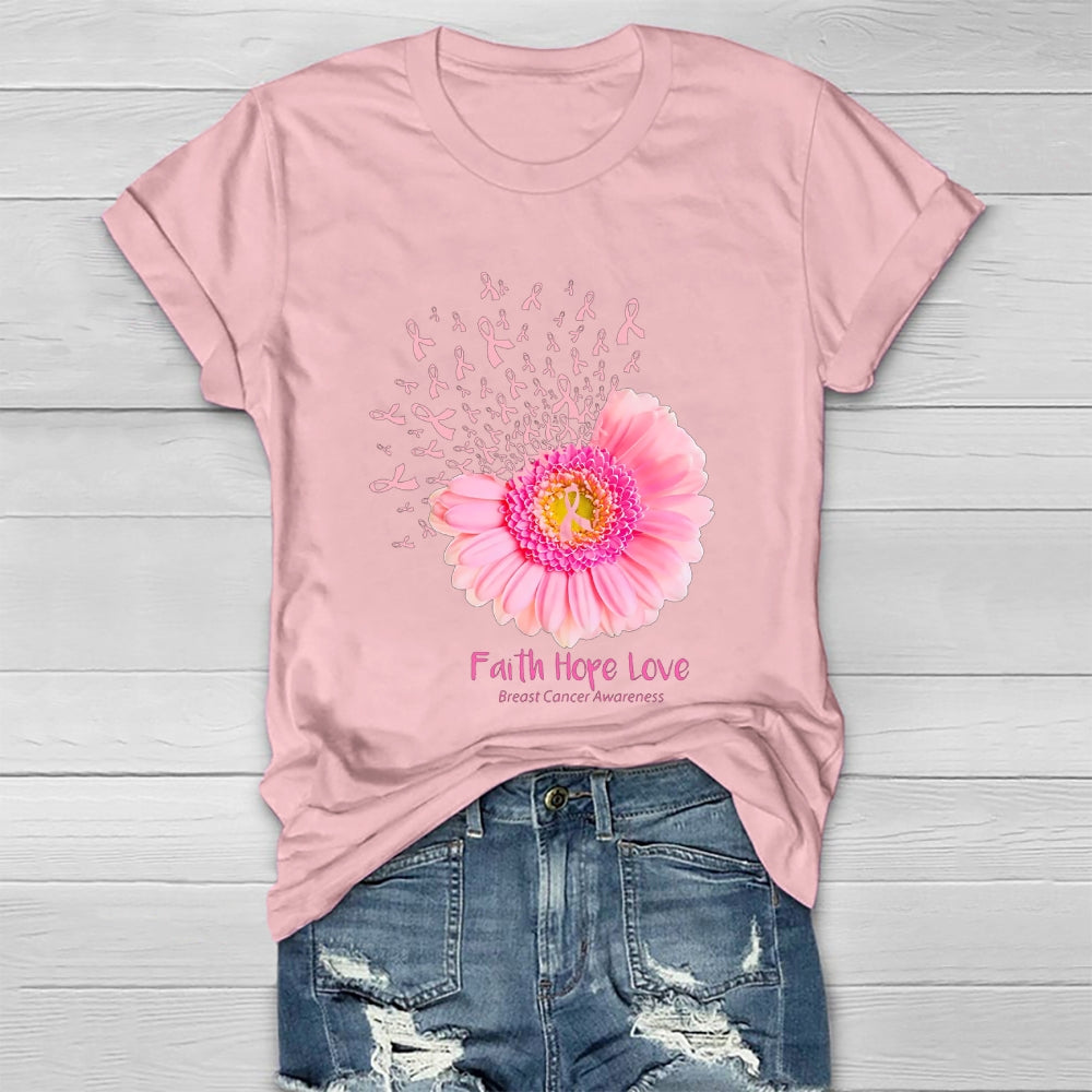 Faith Hope Love Breast Cancer Awareness Sunflower Healthwear T-shirt