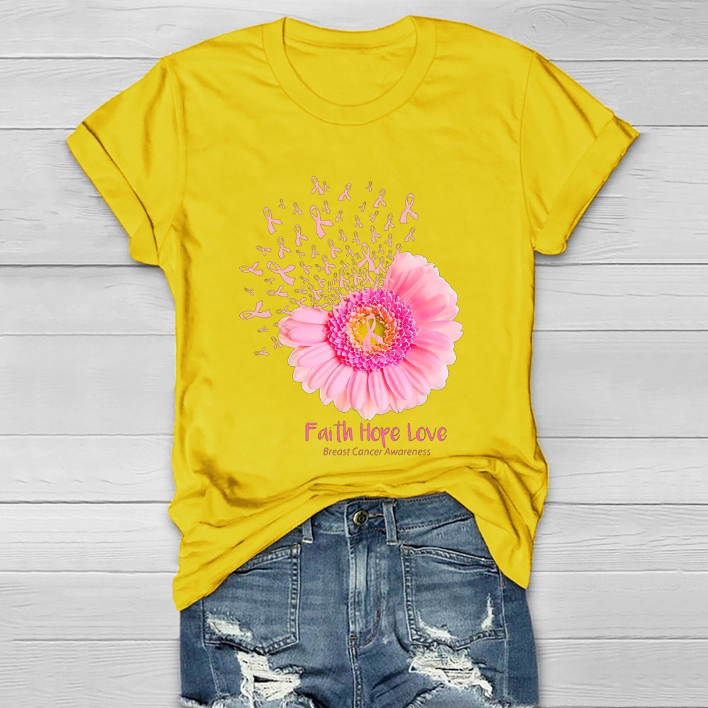Faith Hope Love Breast Cancer Awareness Sunflower Healthwear T-shirt