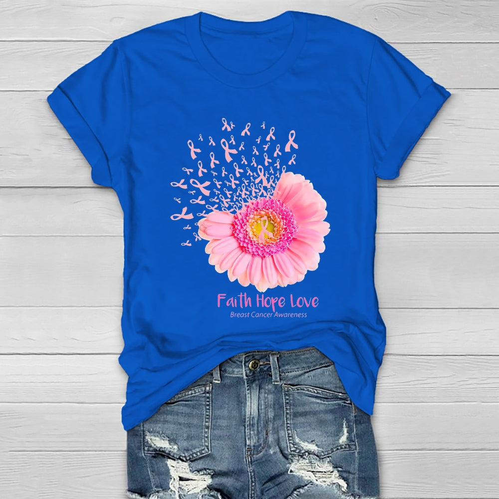 Faith Hope Love Breast Cancer Awareness Sunflower Healthwear T-shirt
