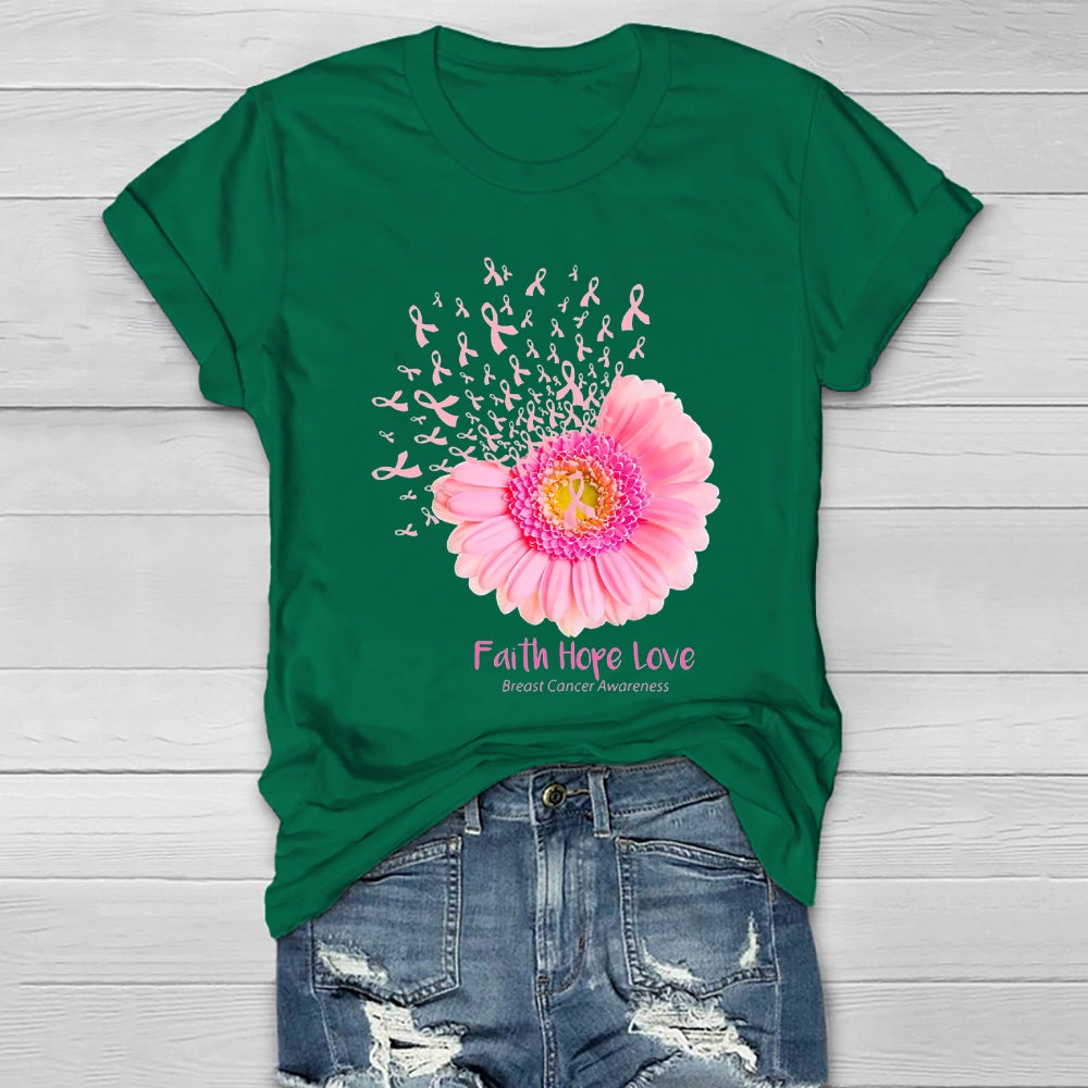 Faith Hope Love Breast Cancer Awareness Sunflower Healthwear T-shirt