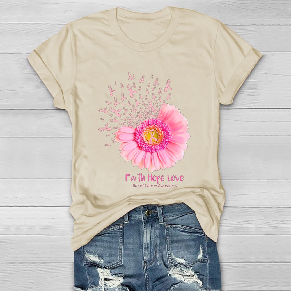 Faith Hope Love Breast Cancer Awareness Sunflower Healthwear T-shirt