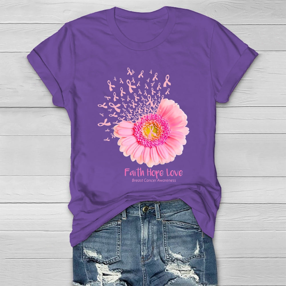 Faith Hope Love Breast Cancer Awareness Sunflower Healthwear T-shirt
