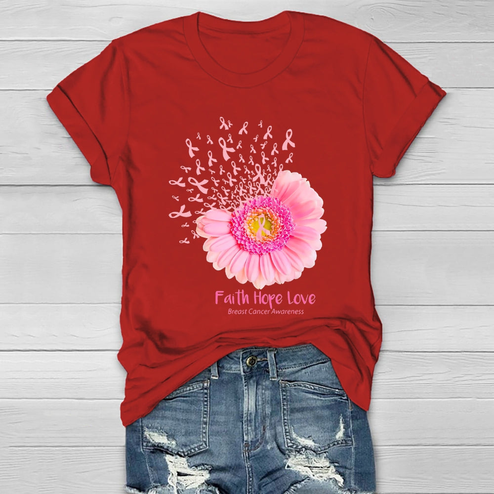 Faith Hope Love Breast Cancer Awareness Sunflower Healthwear T-shirt