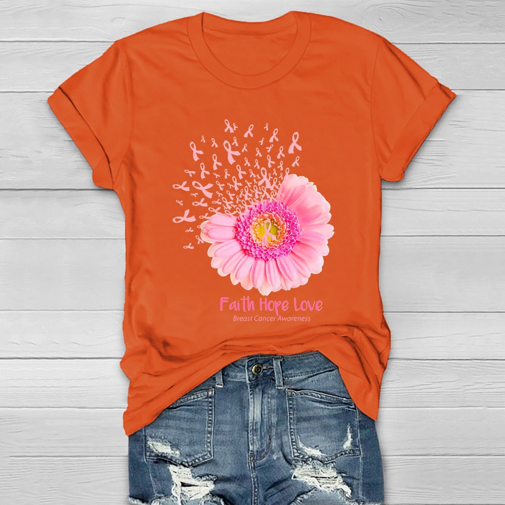Faith Hope Love Breast Cancer Awareness Sunflower Healthwear T-shirt