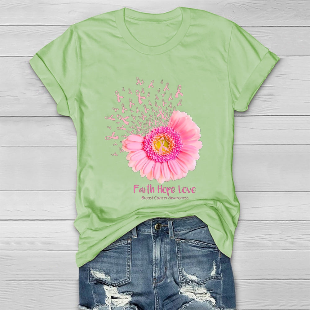 Faith Hope Love Breast Cancer Awareness Sunflower Healthwear T-shirt