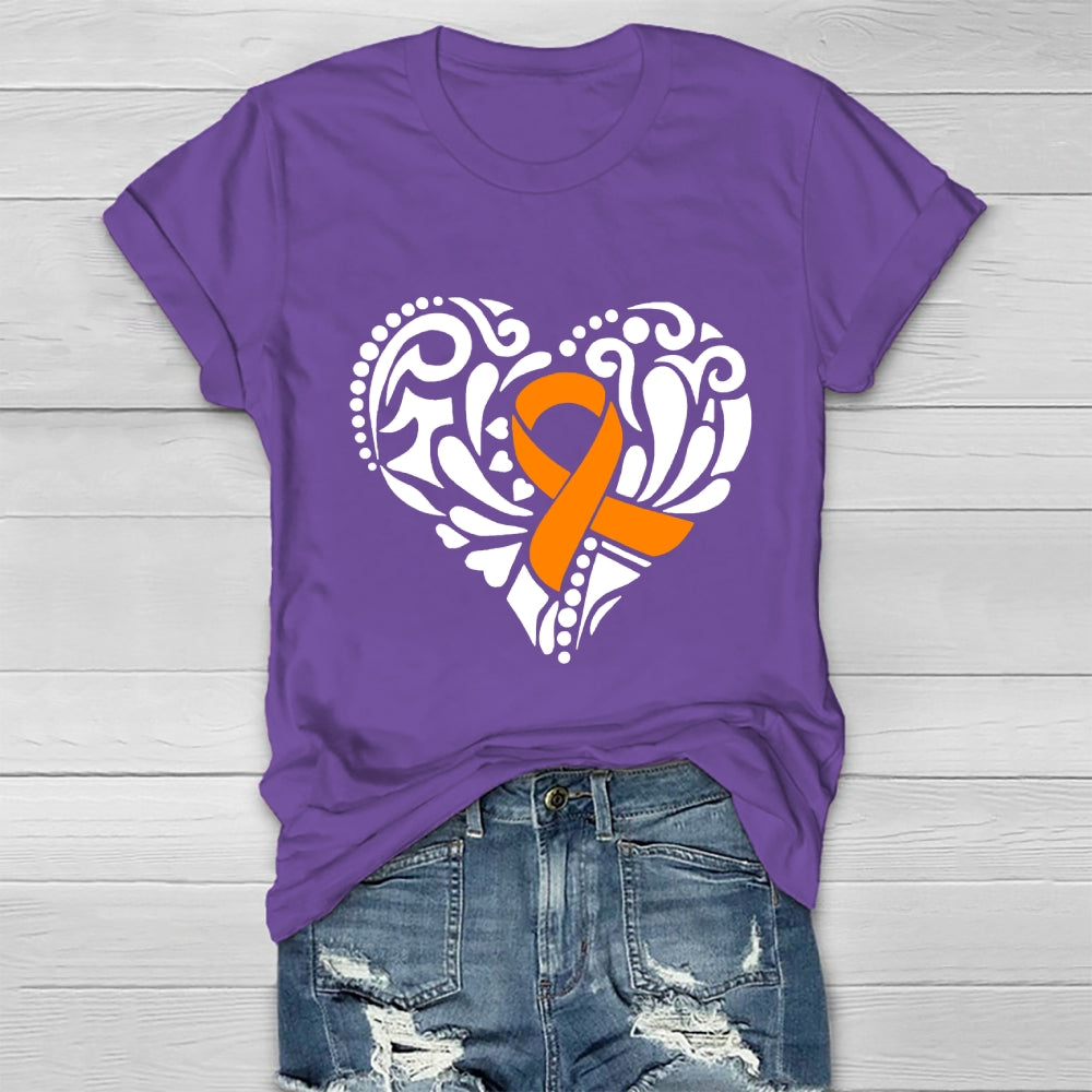 Orange Ribbon Love Heart Healthwear T-shirt