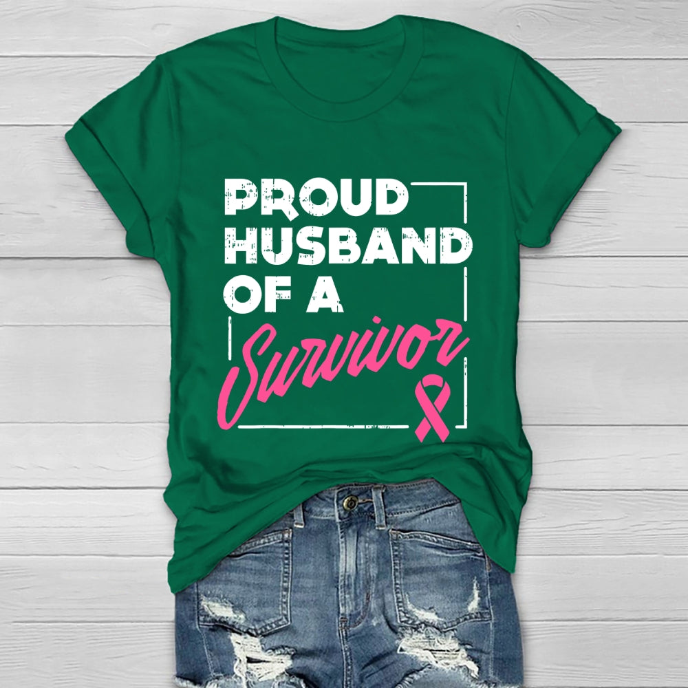Proud Husband Of Survivor Breast Cancer Healthwear T-shirt
