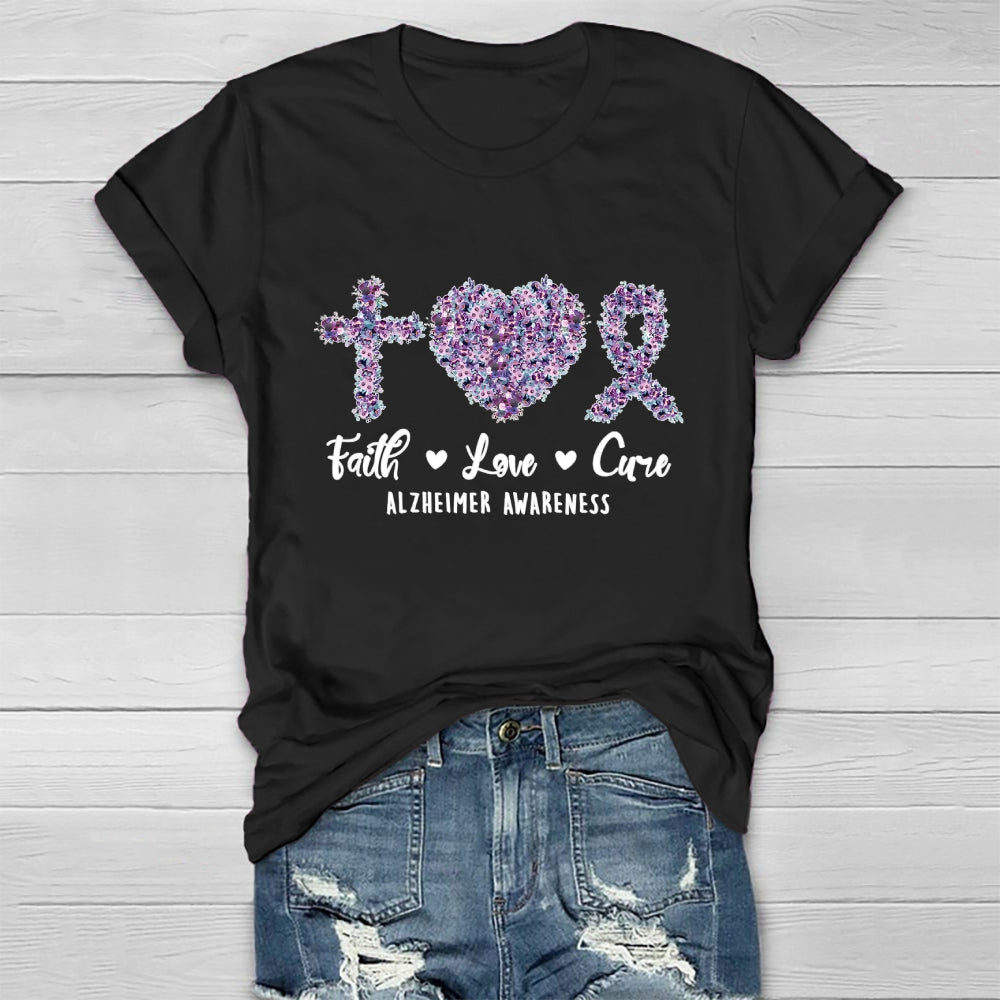 Faith Love Cure Alzheimer's Awareness Healthwear T-shirt