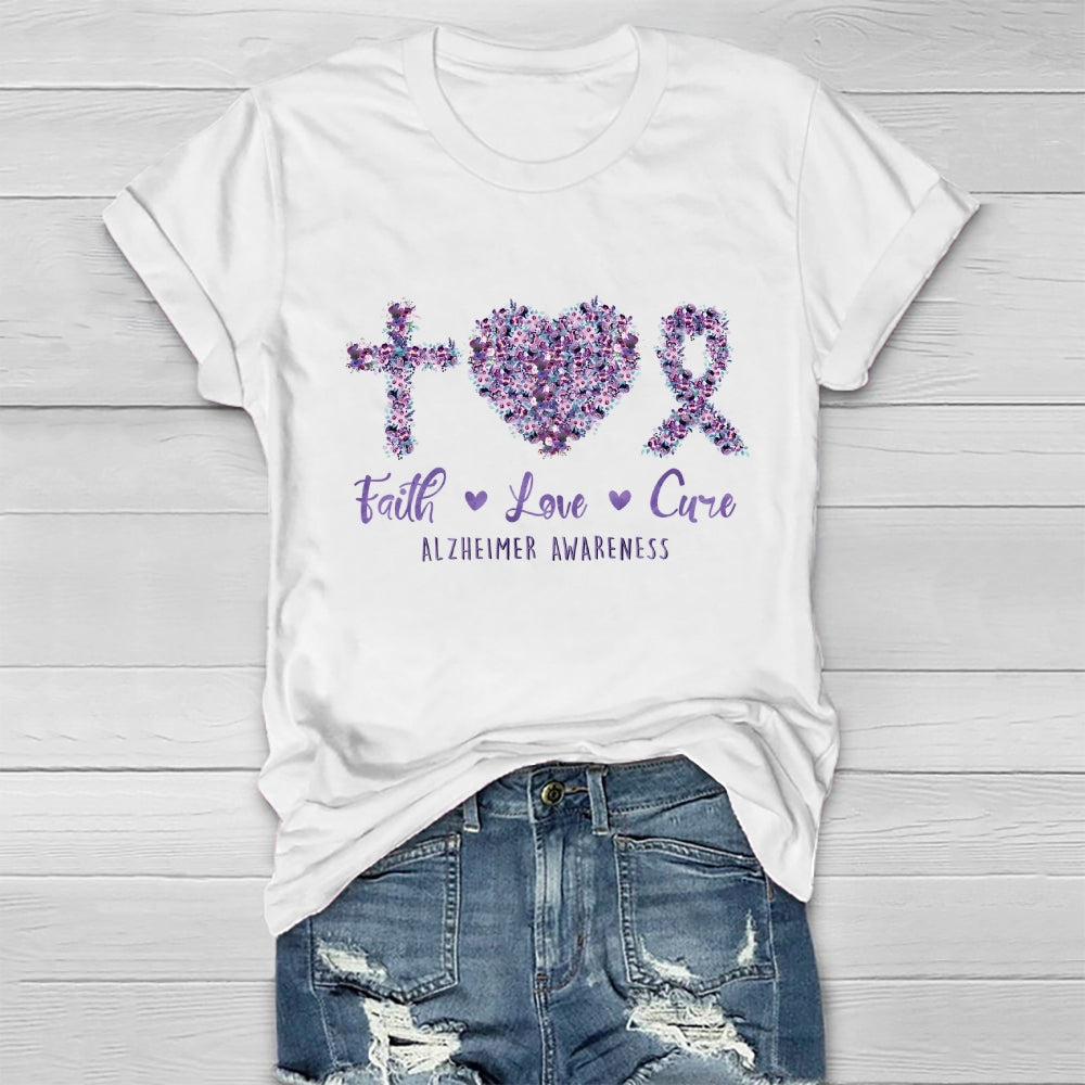 Faith Love Cure Alzheimer's Awareness Healthwear T-shirt