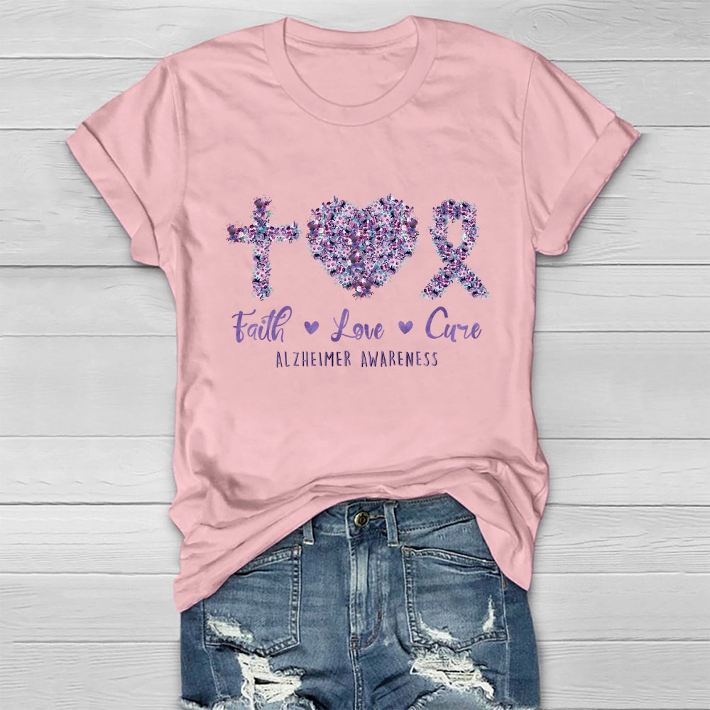 Faith Love Cure Alzheimer's Awareness Healthwear T-shirt