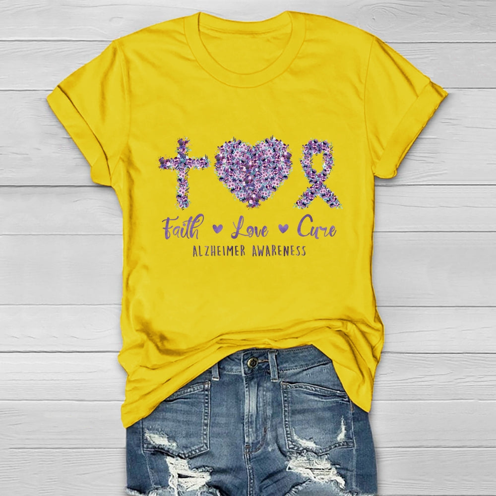 Faith Love Cure Alzheimer's Awareness Healthwear T-shirt