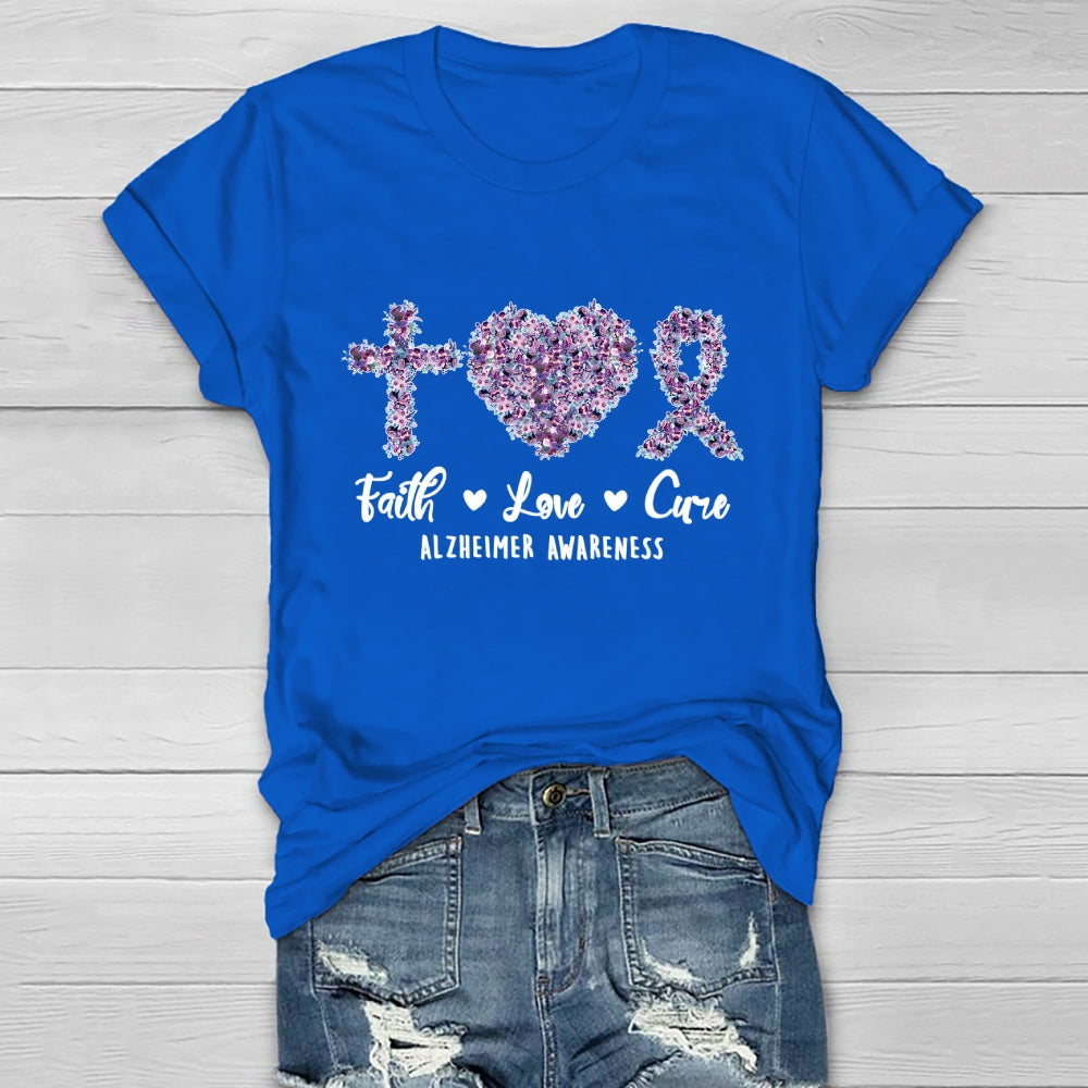 Faith Love Cure Alzheimer's Awareness Healthwear T-shirt