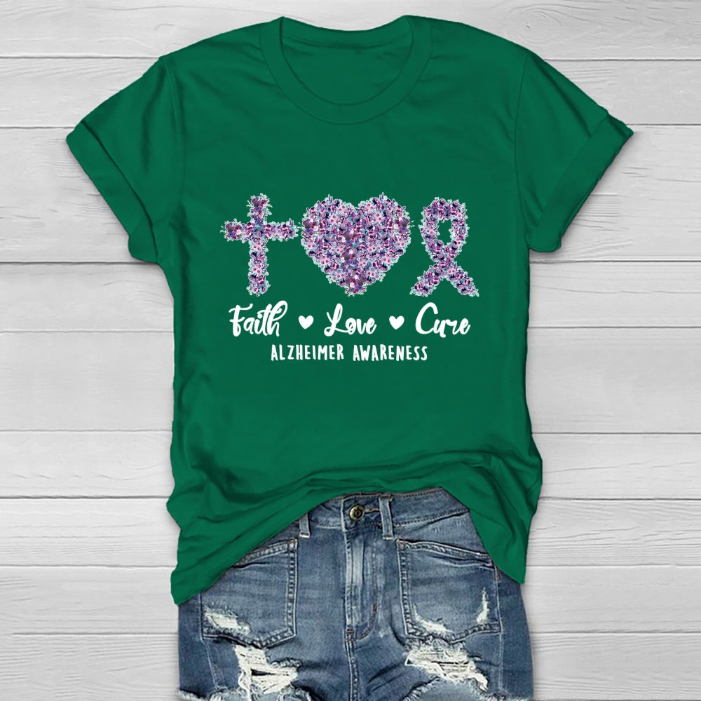 Faith Love Cure Alzheimer's Awareness Healthwear T-shirt
