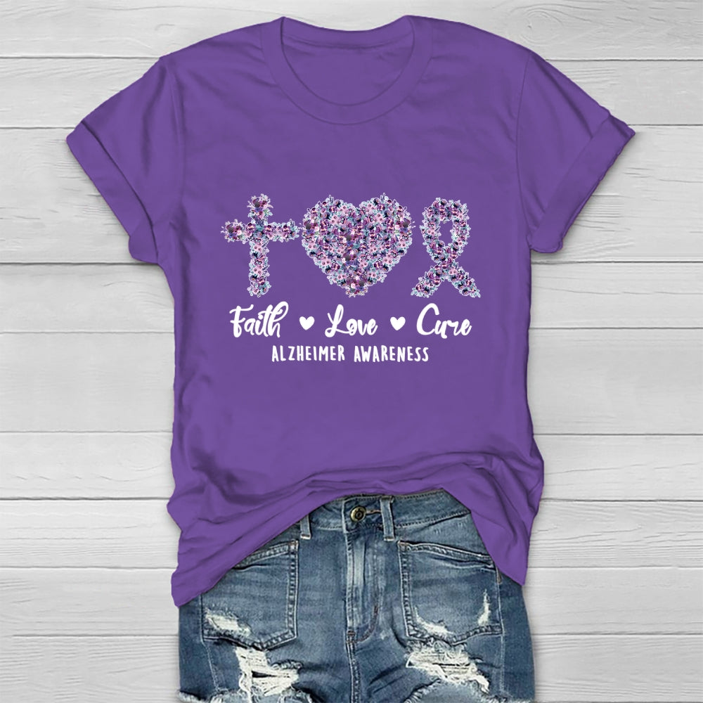 Faith Love Cure Alzheimer's Awareness Healthwear T-shirt