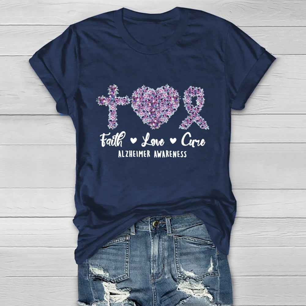 Faith Love Cure Alzheimer's Awareness Healthwear T-shirt