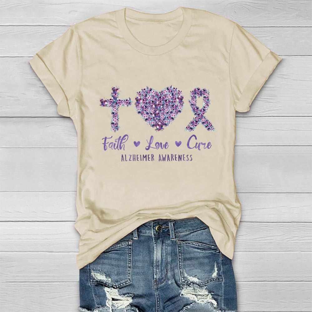 Faith Love Cure Alzheimer's Awareness Healthwear T-shirt