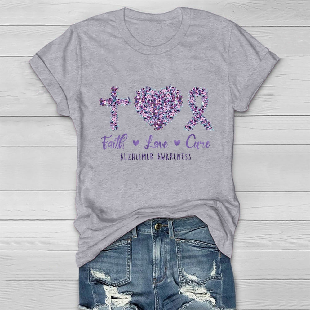 Faith Love Cure Alzheimer's Awareness Healthwear T-shirt