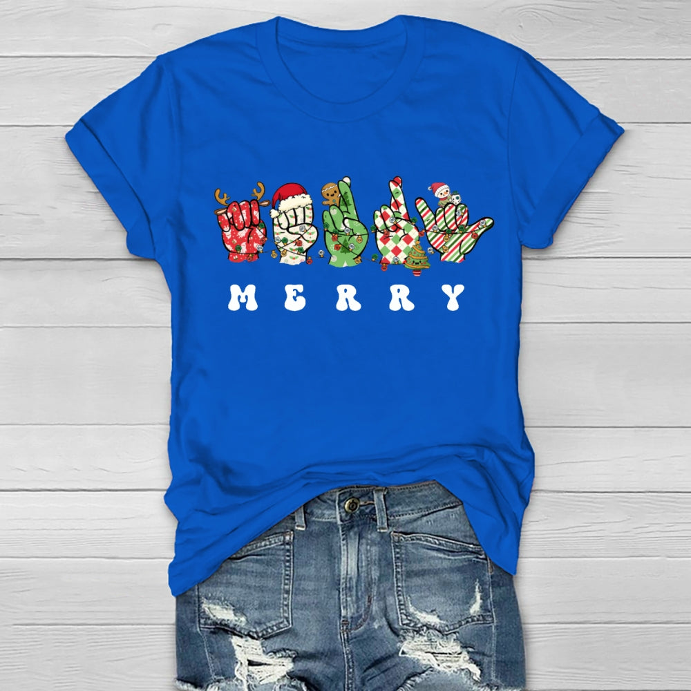 Merry Christmas Hands Sign Healthwear T-Shirt