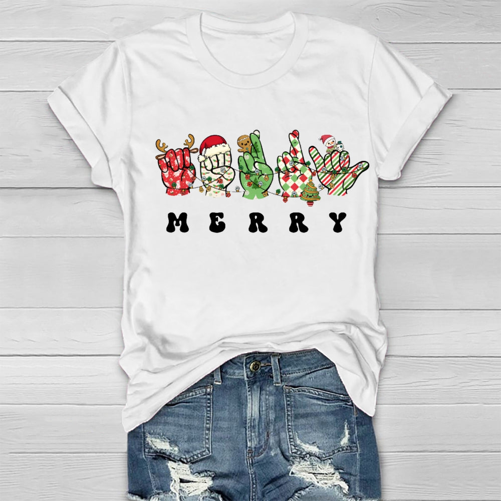 Merry Christmas Hands Sign Healthwear T-Shirt