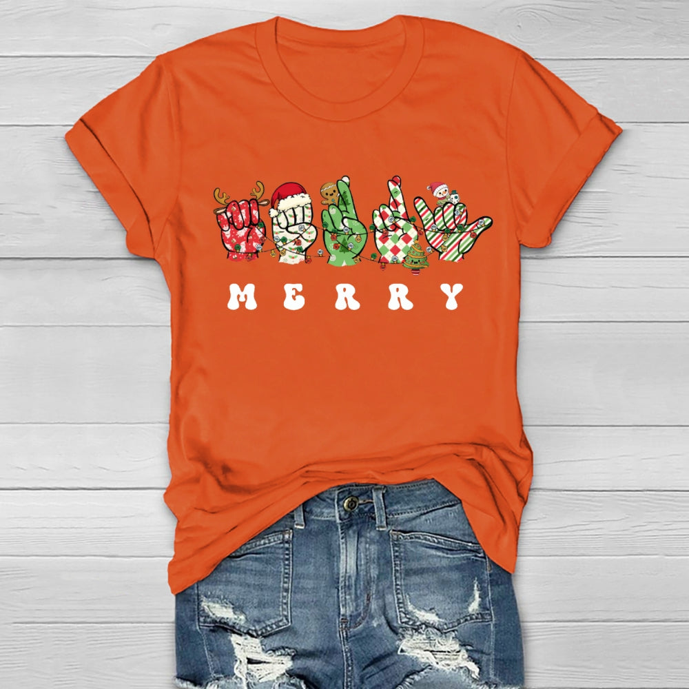 Merry Christmas Hands Sign Healthwear T-Shirt