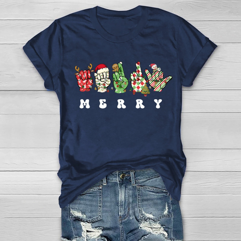 Merry Christmas Hands Sign Healthwear T-Shirt