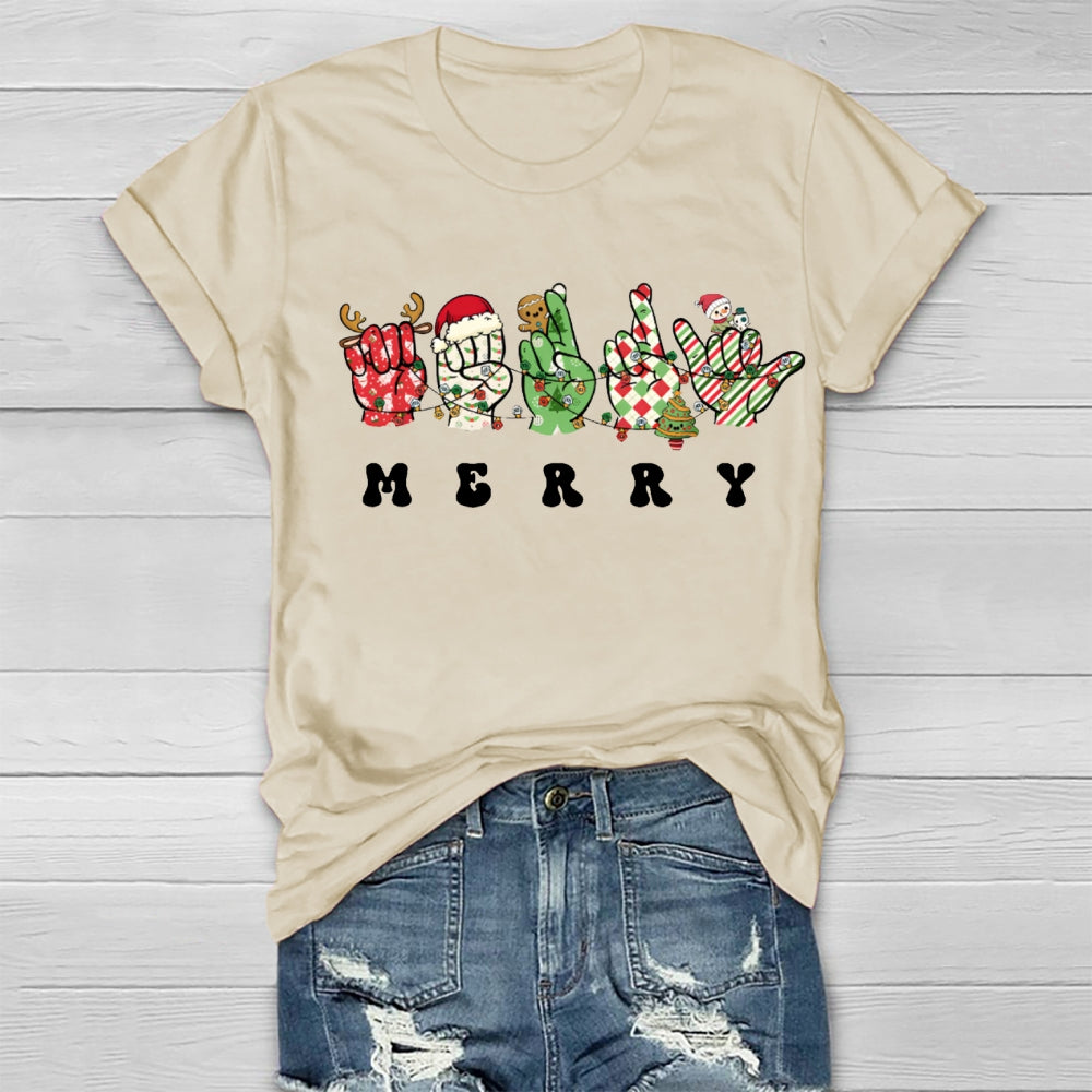 Merry Christmas Hands Sign Healthwear T-Shirt