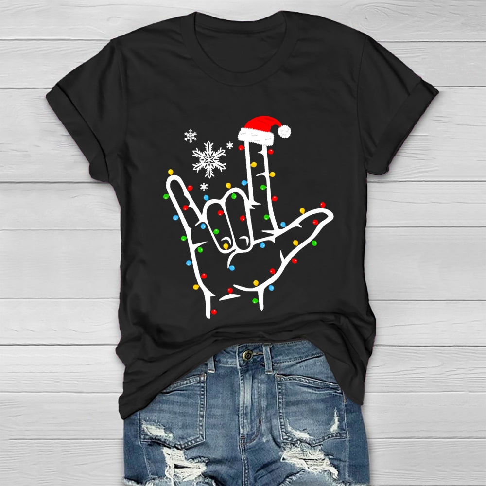 Sign Language Snowflakes And Christmas Lights Healthwear T-shirt