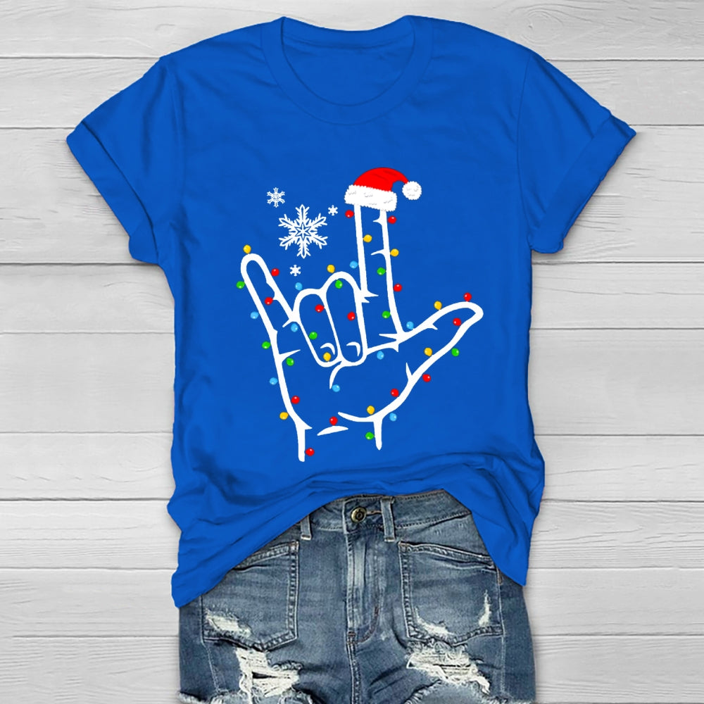 Sign Language Snowflakes And Christmas Lights Healthwear T-shirt