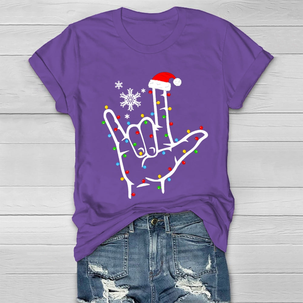 Sign Language Snowflakes And Christmas Lights Healthwear T-shirt